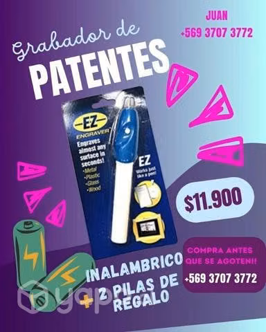Máquina grabador de patentes más pilas de regalo!!