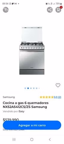 Cocina a gas 6 platos