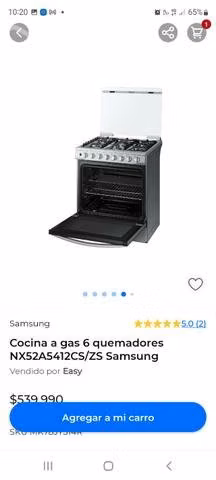 Cocina a gas 6 platos