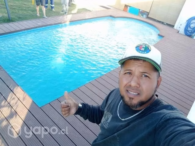 Piso deck , corta vista , quinchos, bordes piscina