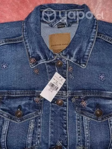 Amercian Eagle Denim con bordado de flores - Imagen 2