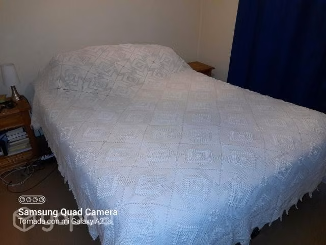 Cubrecama crochet 2 plazas color blanco - Imagen 3