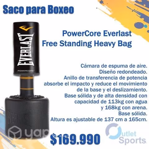 Saco de boxeo powercore everlast free standing