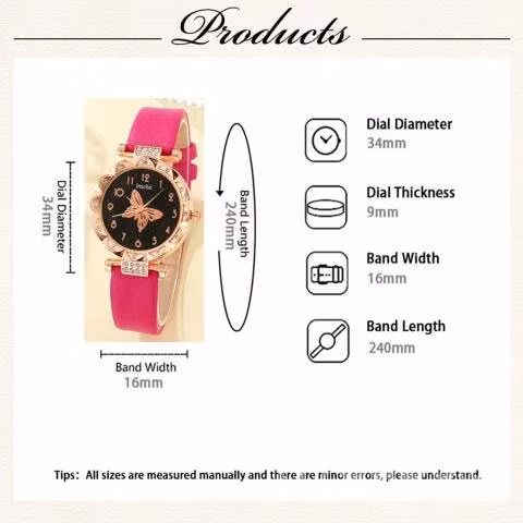 Reloj De Mujer Inclye Collar, Pulsera Y Pendientes