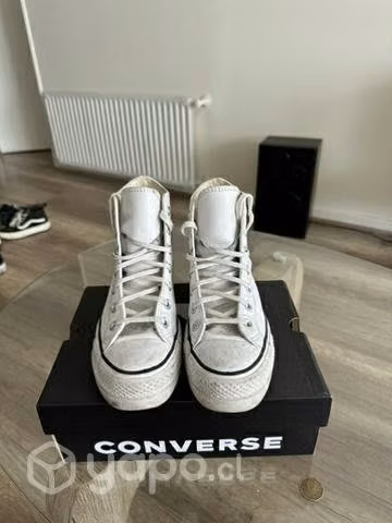Converse blancas de cuero con plataforma - Imagen 3