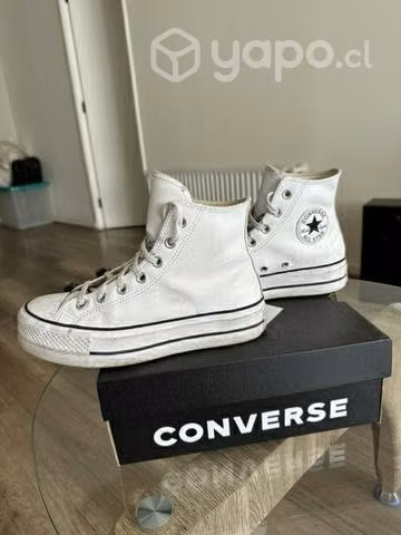 Converse blancas de cuero con plataforma - Imagen 2