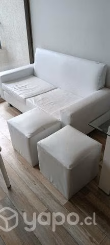 Sofá 2 cuerpos ecocuero blanco - Imagen 2