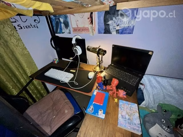 Cama alta con escritorio