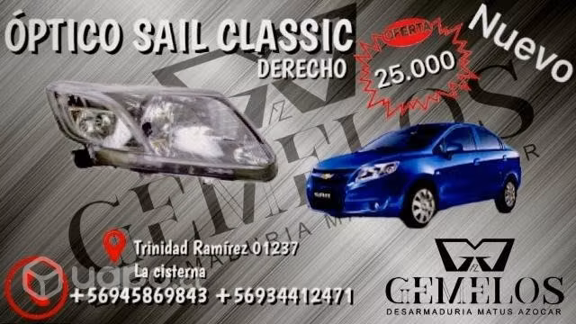 Óptico delantero derecho Chevrolet Sail Classic