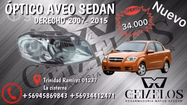 Foco delantero derecho Chevrolet aveo