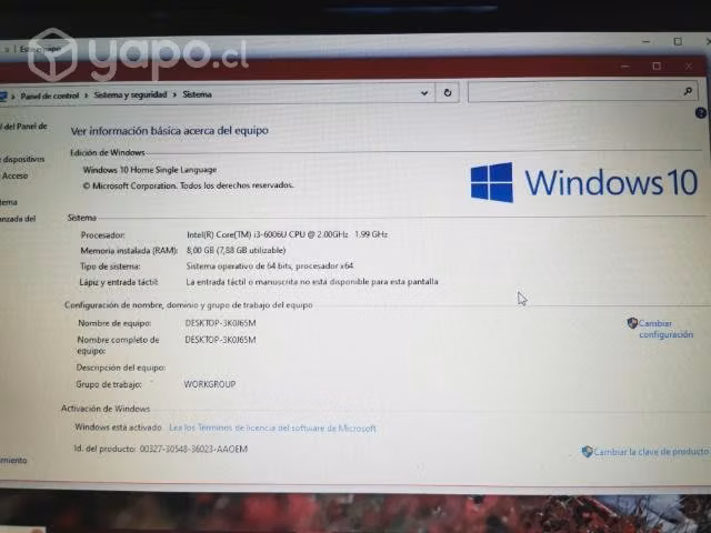Notebook lenovo + cargador original - Imagen 6