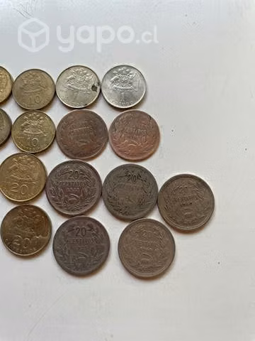 Conjunto monedas antiguas 20 centavos 10 centésimo