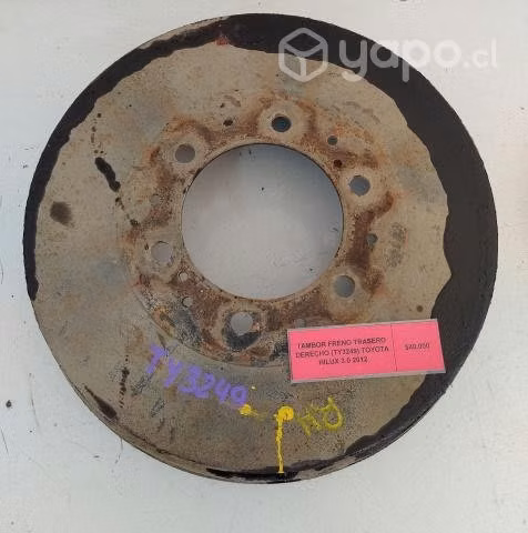 Tambor Freno Tras Der (TY3249) Toyota Hilux 2012