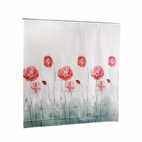 Cortina de ducha impermeable con ganchos