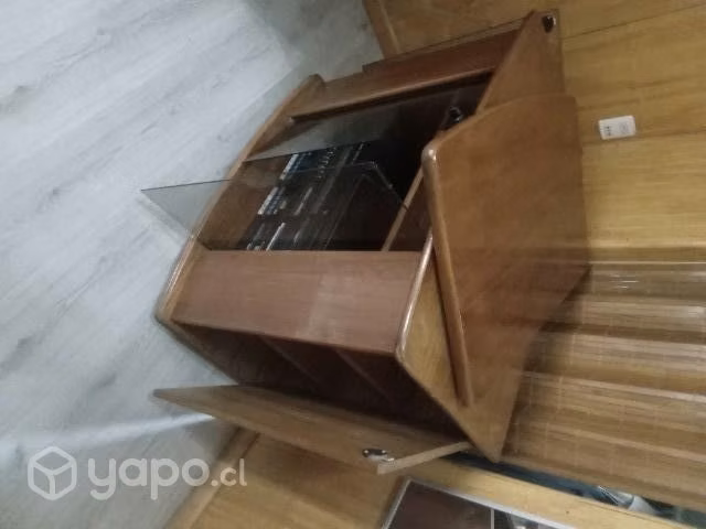 Mueble con repisas y puertas de vidrio