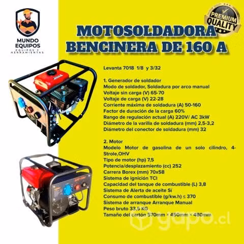 Motosoldadora Bencinera 160 Amp (Nueva)