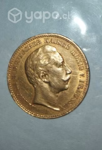 Moneda de oro alemana prusia 1890
