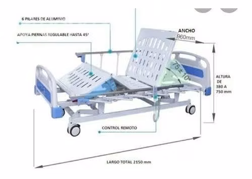 Cama clínica eléctrica 4 inclinación+colchón+mesa