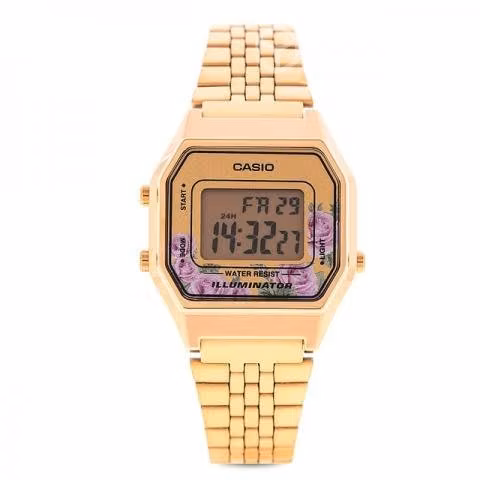 Reloj Casio La-680wga-4c Floreado Dorado
