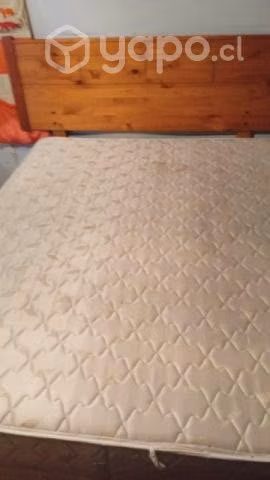 Cama 2 plazas rosen + respaldo nativo + veladores