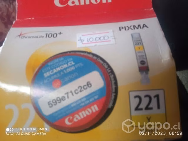 Tinta canon 221 yellow original