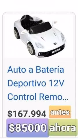 Hermoso auto a bateria para niño (a) hasta 3 años