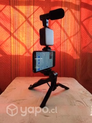 Kit De Grabacion Micrófono Luz Led Soporte Tripode