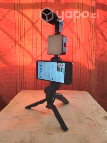 Kit De Grabacion Micrófono Luz Led Soporte Tripode