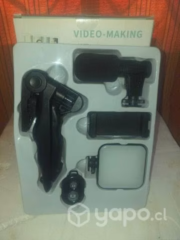 Kit De Grabacion Micrófono Luz Led Soporte Tripode