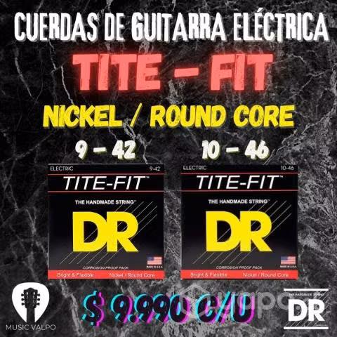 Cuerdas de guitarra electrica dr tite-fit 9-42