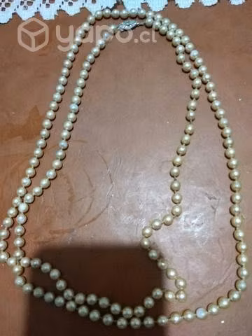 Collar de perlas amarillas largo perlas auténtic