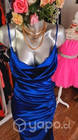 Vestido de Satin Azul rey - Imagen 2