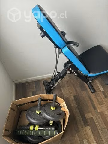 Set de banca y mancuernas casi nuevo