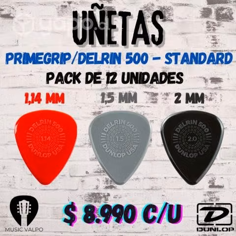 Packs de 12 uñetas Jim Dunlop Primegrip delrin 500