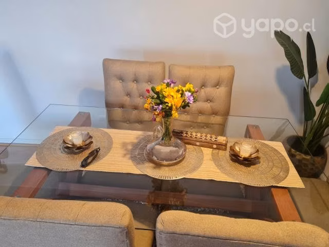Comedor seis sillas vidrio templado biselado - Imagen 3