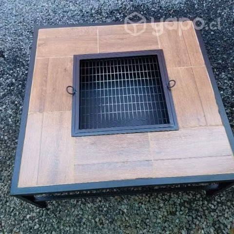 Mesa brasero y parrilla en base de fierro y cerámi