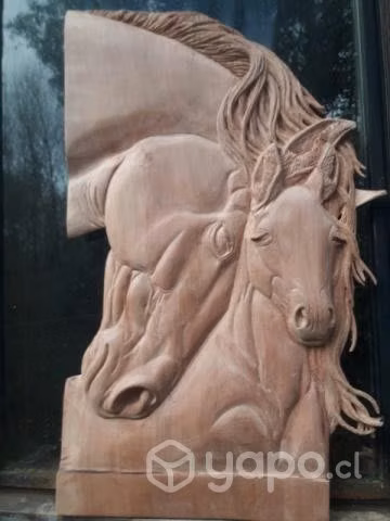 Tallado en madera 2 caballos
