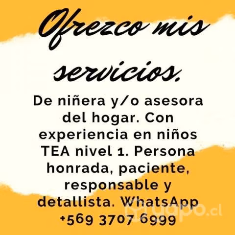 Ofrezco servicios de niñera y asesora del hogar.