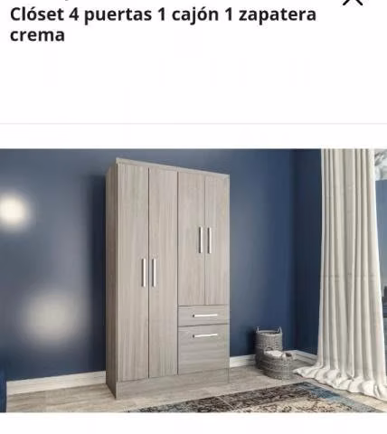 Closet 4 puertas 1 cajon 1 zapatera