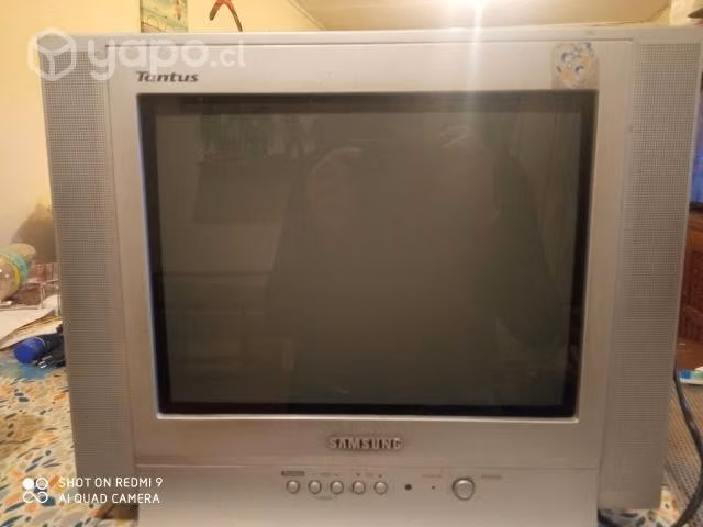 Televisor antiguo pequeño con control