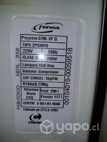 Refrigerador Fensa Progress 3705 XF - Imagen 5