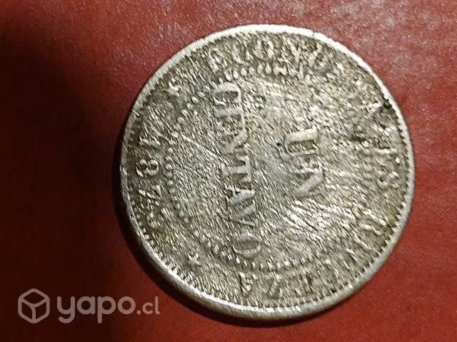 Moneda 1 centavo chile 1873 escaza nikel - Imagen 3