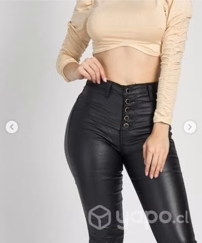 Jeans flare eco cuero talla 38 - Imagen 2