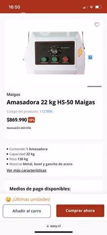 Amasadora maigas de 22 kilos