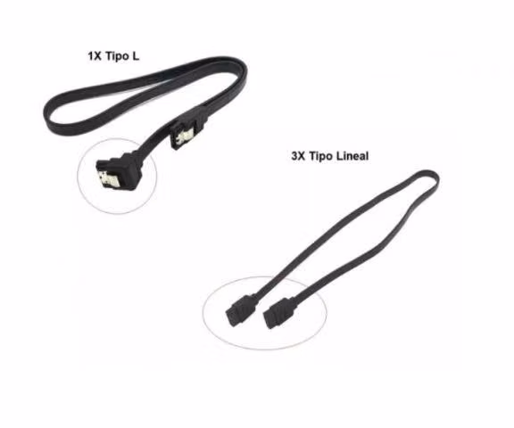 Set 4x Cable Datos Sata Placa 45cms Negro Alta Vel