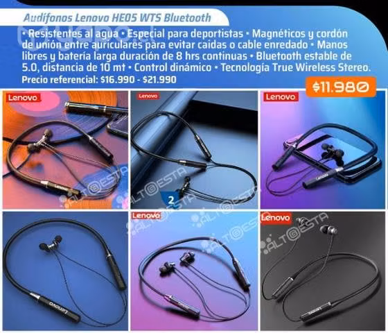Audífonos Lenovo Morados XT62 Bluetooth Nuevos