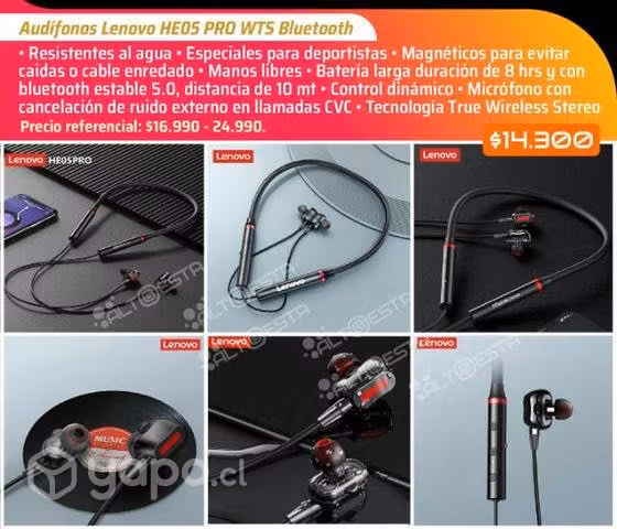Audífonos Lenovo Morados XT62 Bluetooth Nuevos