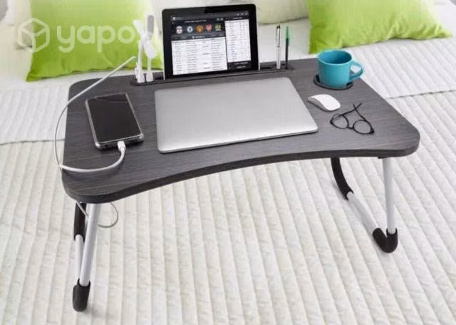 Mesa portatil plegable Laptop, con porta vaso para