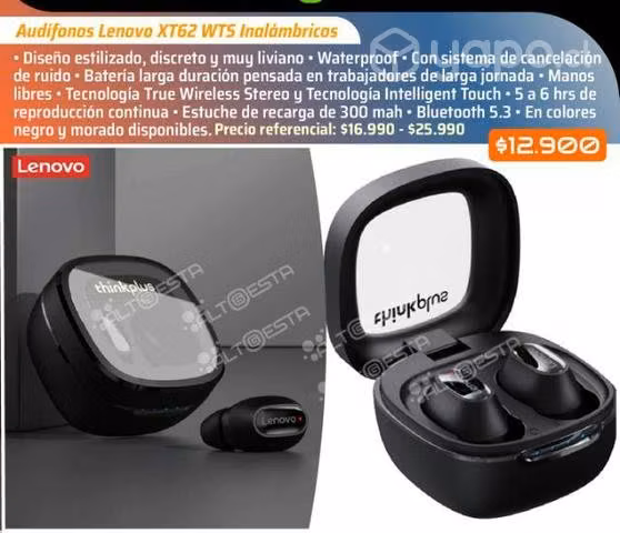 Audífonos Bluetooth Lenovo HE05 PRO WTS Negros