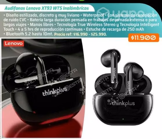 Audífonos Bluetooth Lenovo HE05 PRO WTS Negros
